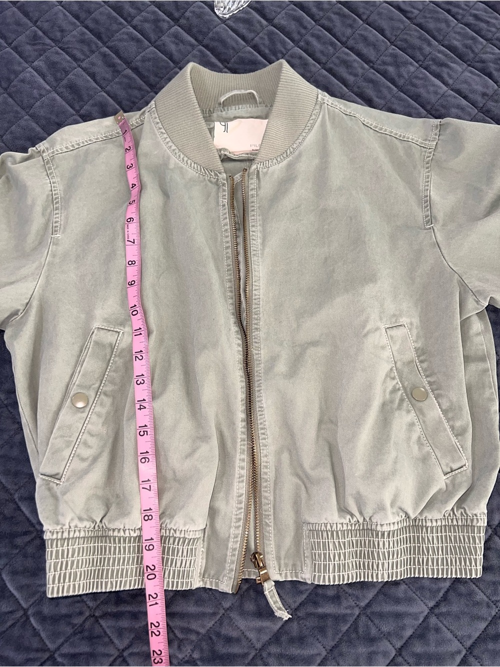 Pilcro Anthropologie Bomber Jacket Women’s Medium Olive Green Crop B26 - Picture 6 of 9